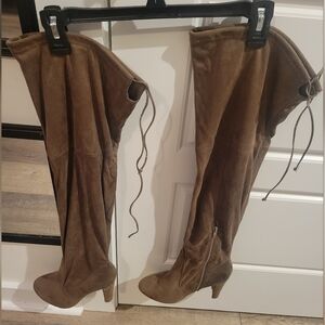 Brown Suede Over-the-Knee Boots